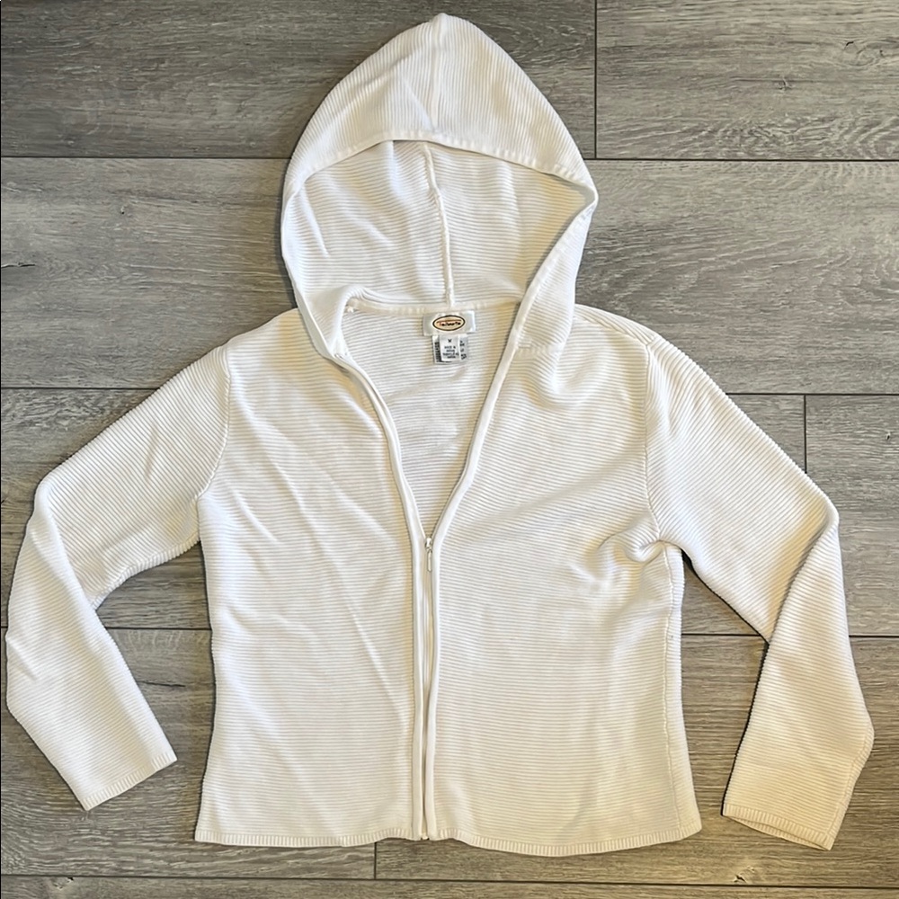 Talbots White Soft and Stretchy Zip-Up